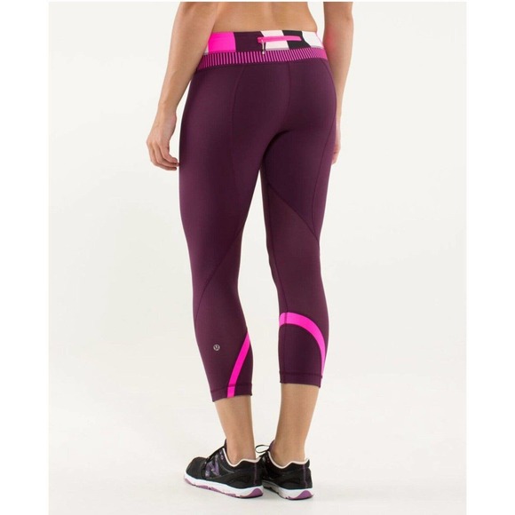 Lululemon Run Inspire Crop II Leggings Women’s Size 8 Purple Pink Colorblock - Picture 15 of 15